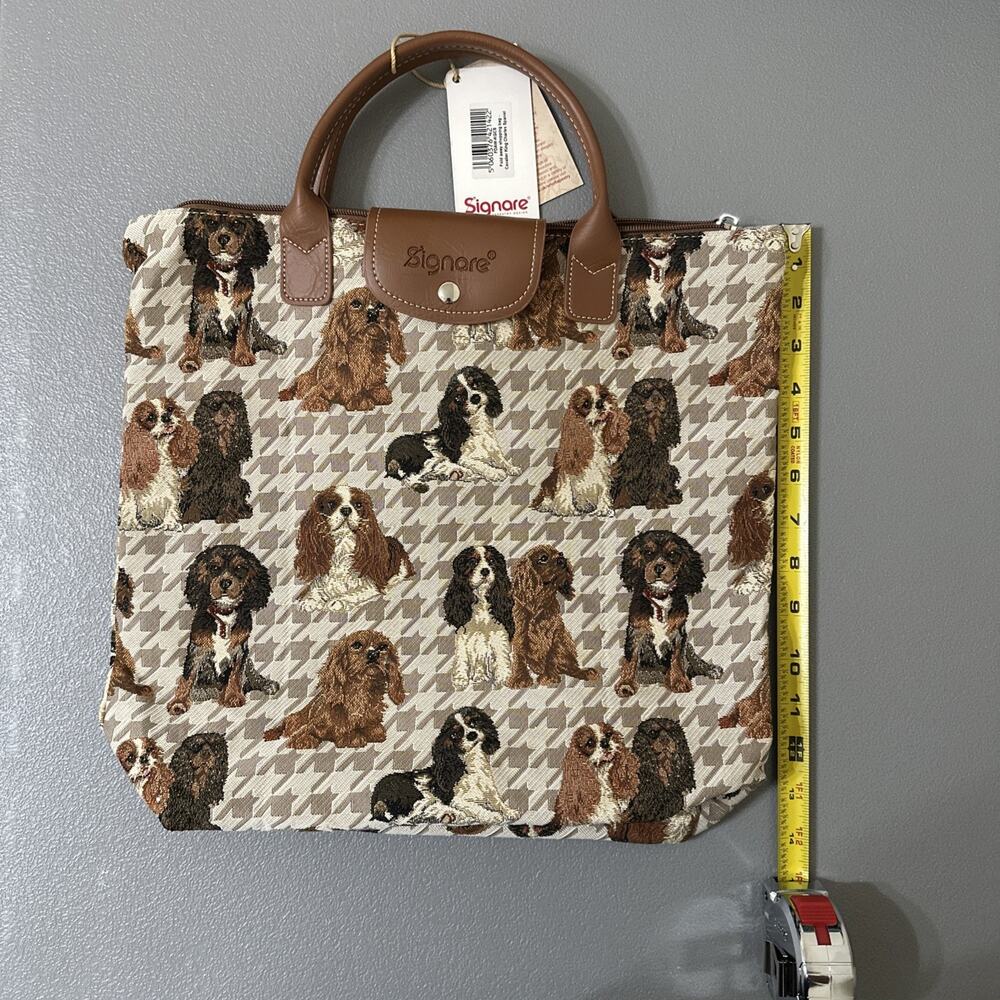 Signare Tapestry Fold Away Shopping Bag. Cavalier King Charles Spaniels